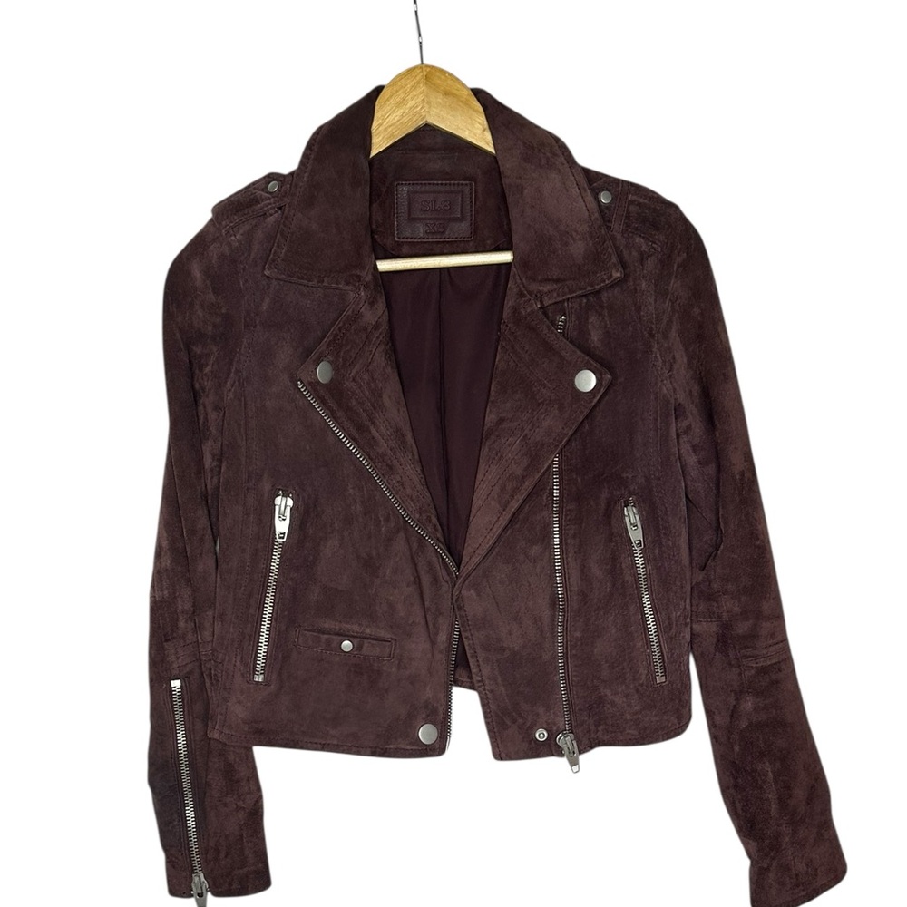 SL8 by BlankNYC Marion Suede Moto Jacket in eggplant xs - Picture 6 of 13